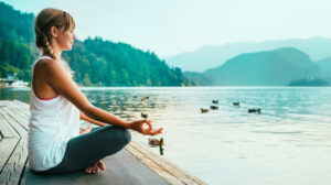 woman doing yoga to relieve stress